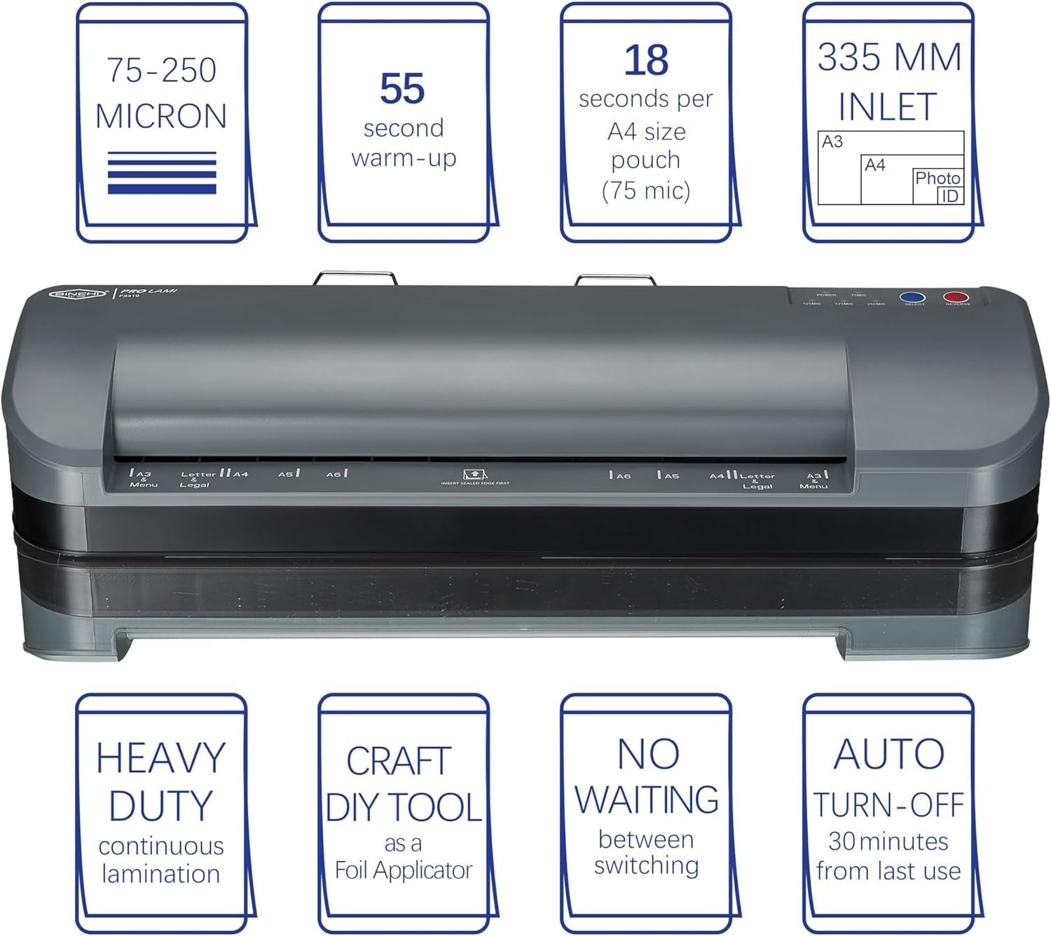 A3 Thermal Laminator & Foil Applicator 55s Warm Up 4 Roller Pro Kit
