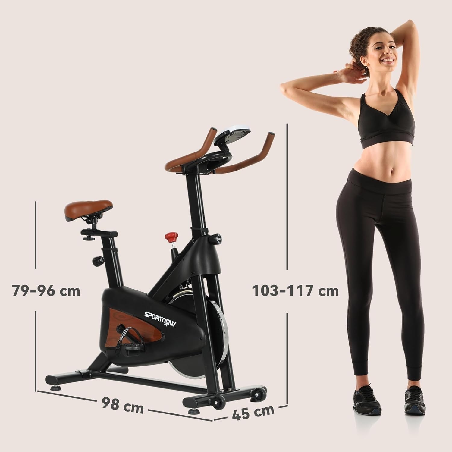 Magnetic Indoor Cycling Bike Quiet Belt Drive LCD Adjustable Seat Tablet Holder