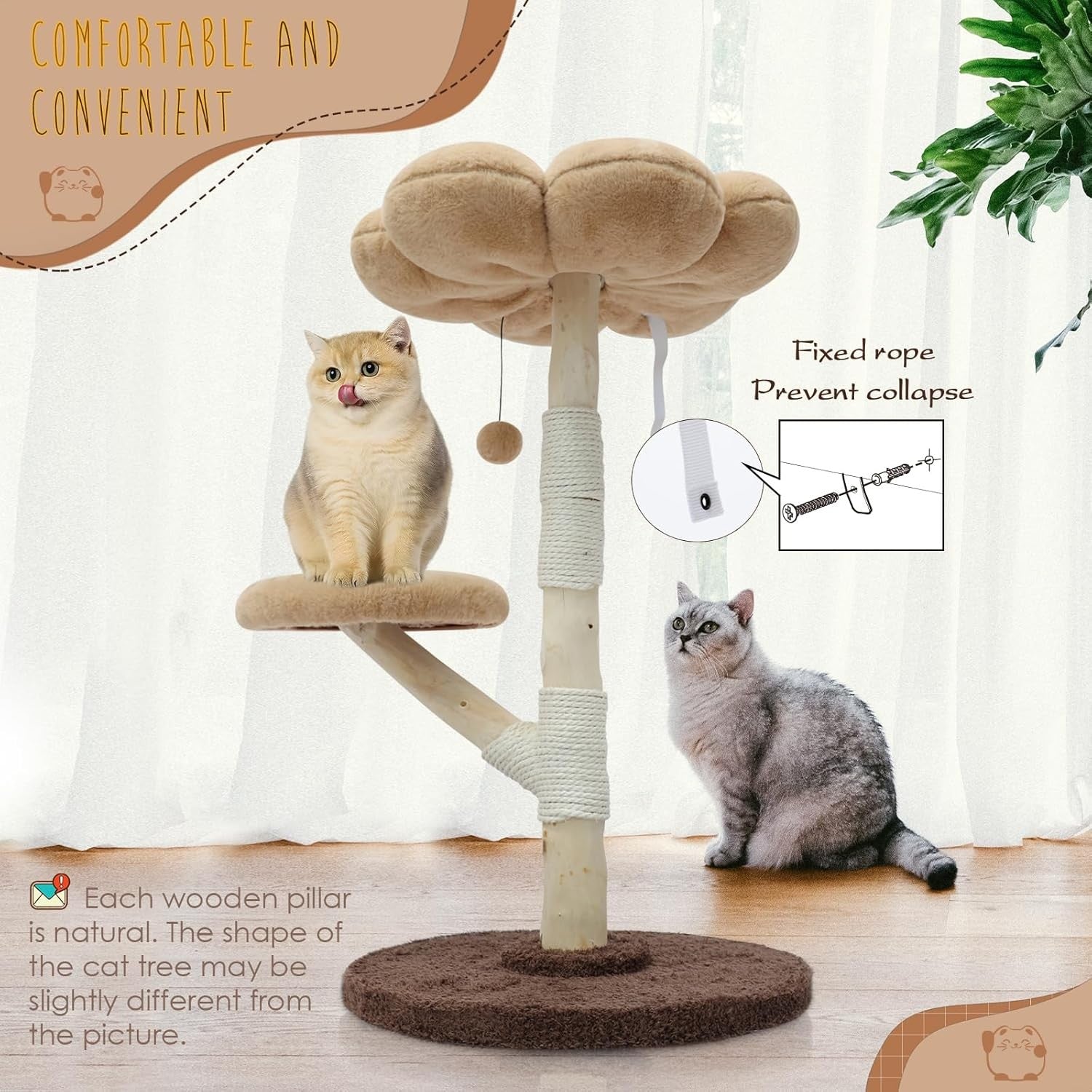 Flower Style Cat Tree Tower with Scratching Post Condo Bed 88cm Indoor