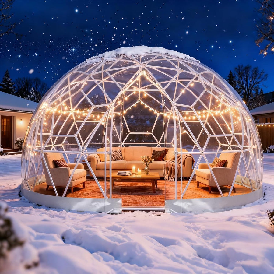 12x7.2ft Clear Garden Dome Tent Waterproof Outdoor Igloo Pod 4–8 Person