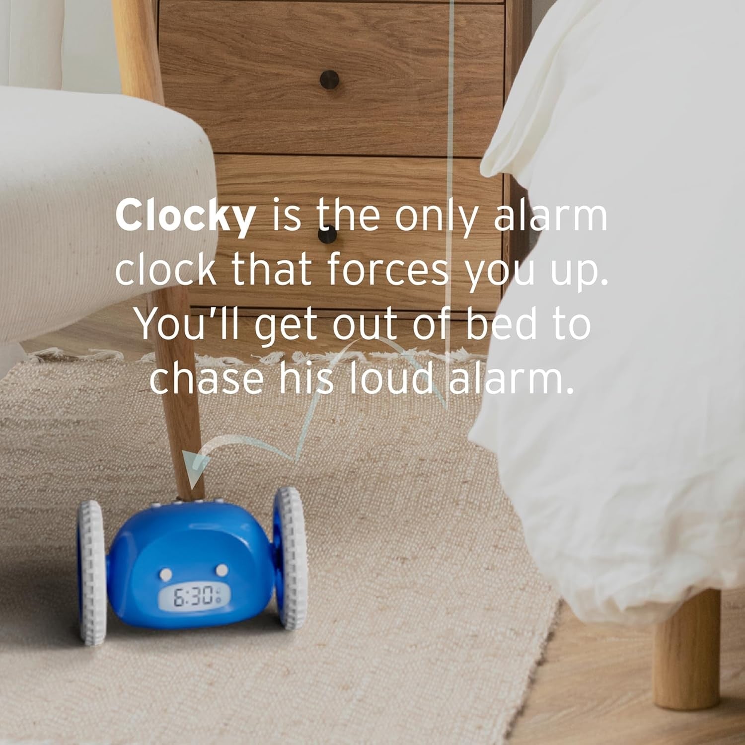 Runaway Alarm Clock on Wheels Extra Loud Heavy Sleeper Moving Jumping