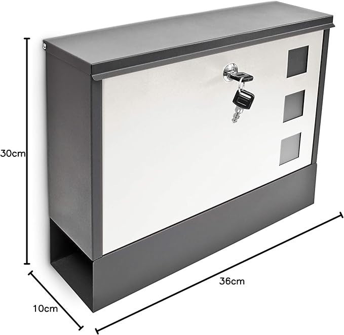 Lockable Wall Mounted Mailbox with Keys Weatherproof Metal Letterbox