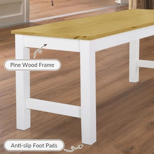 Natural Wooden Dining Bench Indoor Pine Kitchen Table Seating for Home