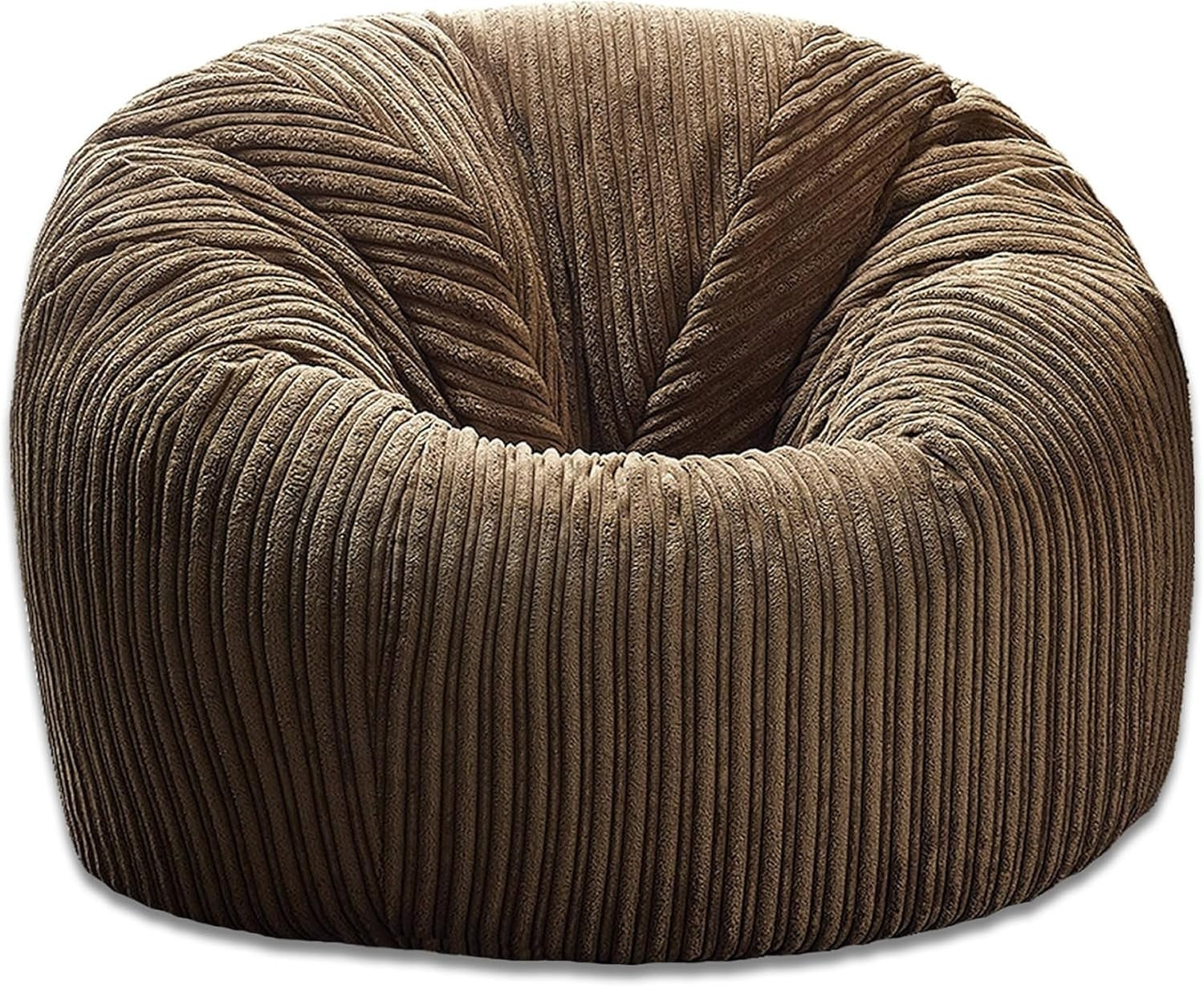 XXL Brown Cord Bean Bag Chair Adult Lounge Sofa Seat Filled Armchair