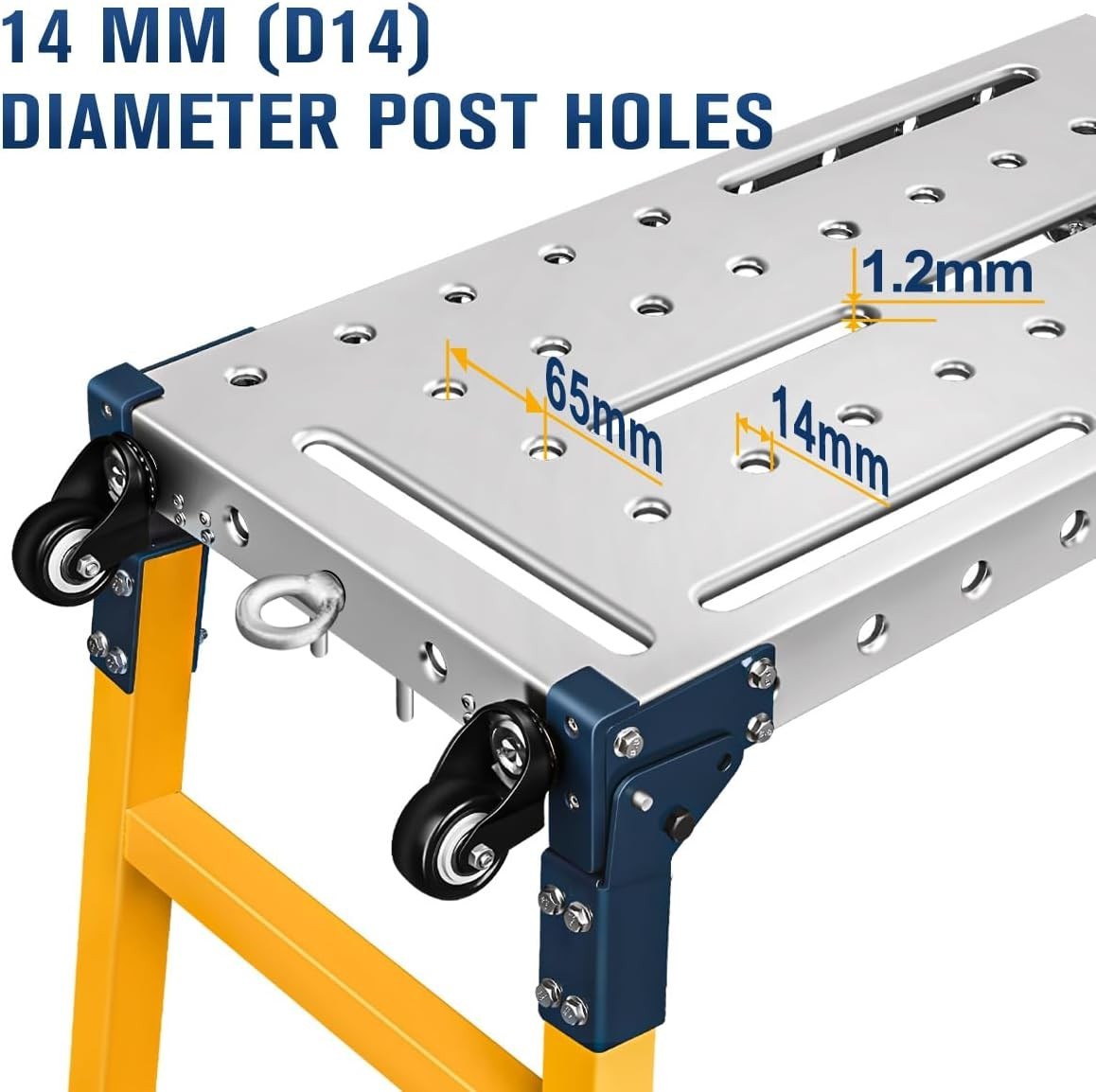 Portable Steel Work Platform Welding Table 36x140cm Adjustable 500kg Load