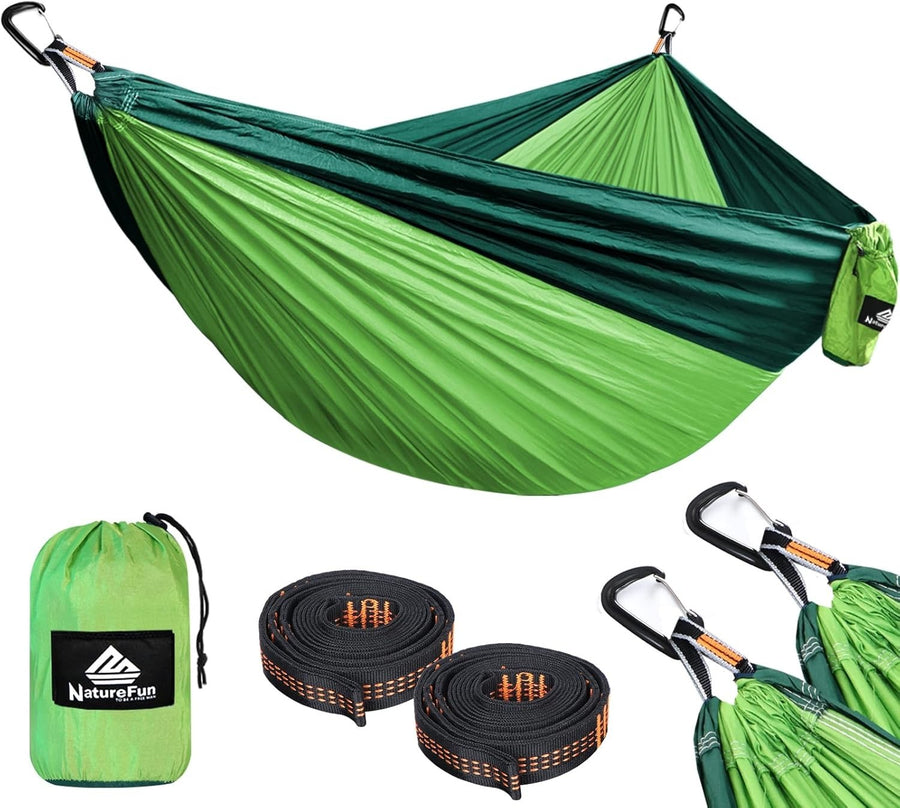 Heavy-Duty 300x200cm Nylon Camping Hammock w/ 2 Carabiners & Straps