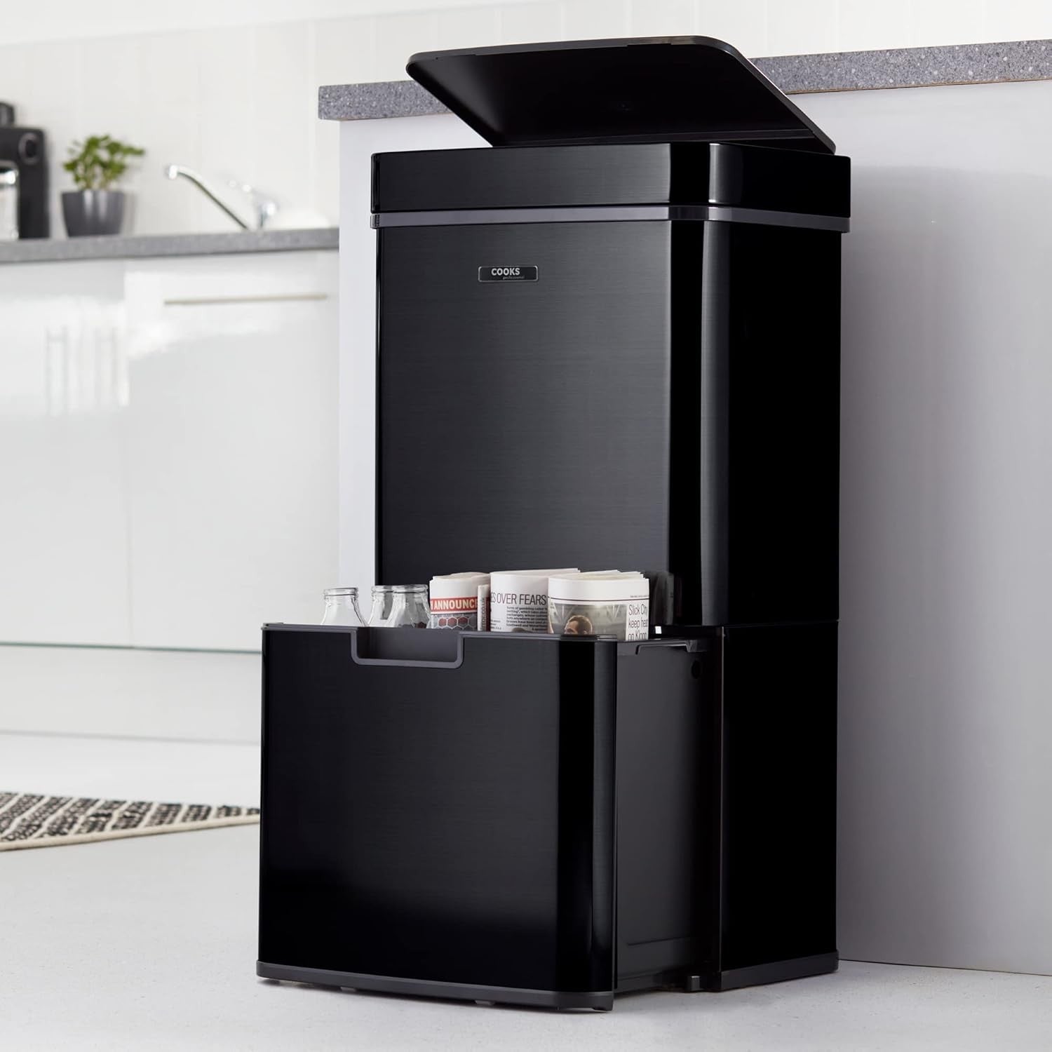 75L Dual Compartment Motion Sensor Kitchen Bin Stainless Steel