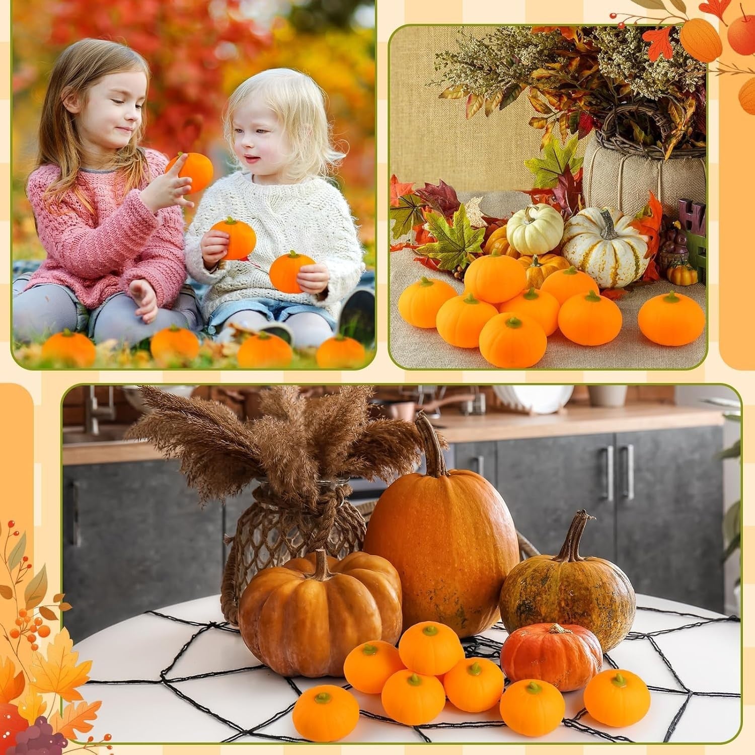 12pcs Pumpkin Stress Balls Mini Fall Squeeze Fidget Toys Anxiety Relief