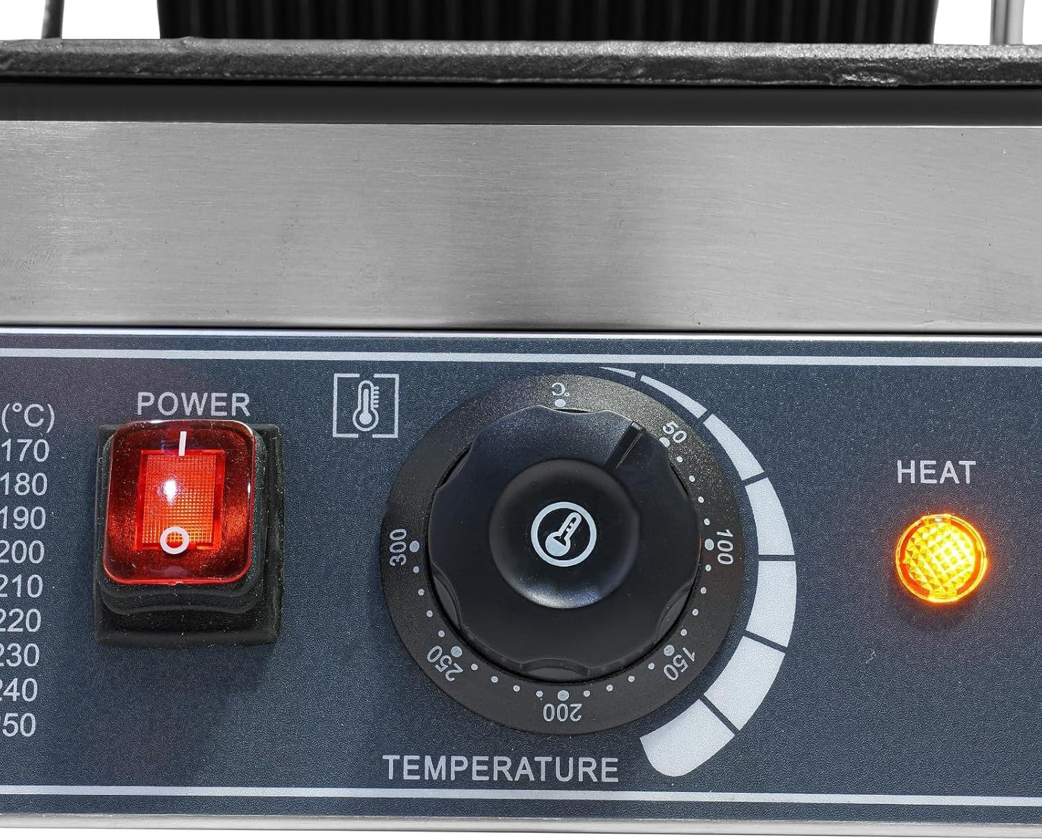 Commercial Panini Press Grill Adjustable Temp Double-Sided Plates