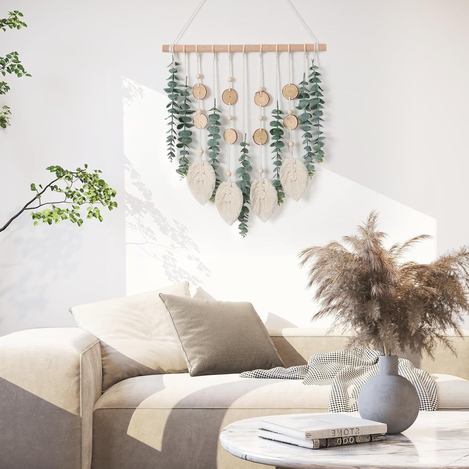 Green Artificial Eucalyptus Wall Hanging Boho Decor 30x40cm