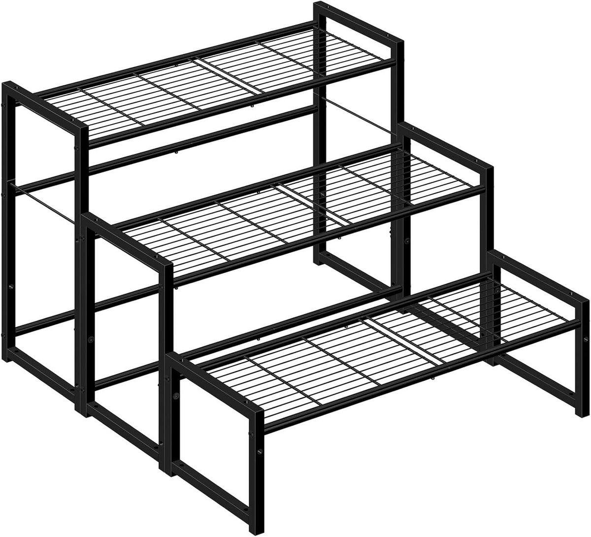 3 Tier Black Metal Plant Stand | Heavy Duty Indoor Outdoor Flower Shelf Rack