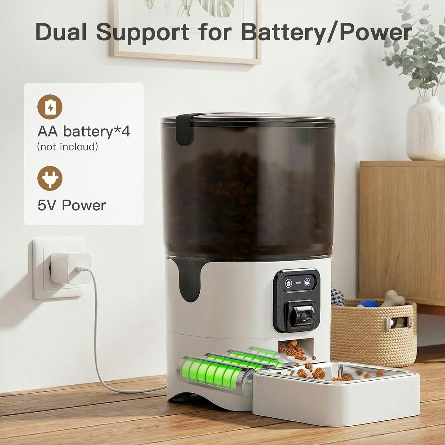 Automatic Cat Feeder Camera WiFi App Control 1080P HD 6L Food Dispenser