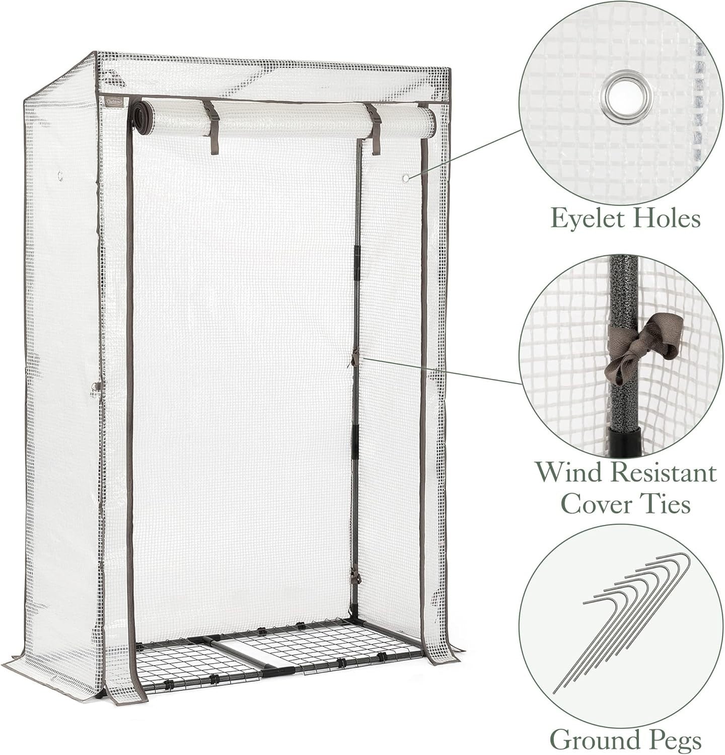 Tomato Greenhouse with Reinforced PE Cover & Steel Frame for Growbags 150cm