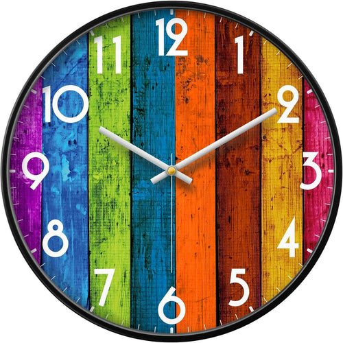 12inch Colourful Wall Clock Silent Quartz Rainbow Modern Decorative Home