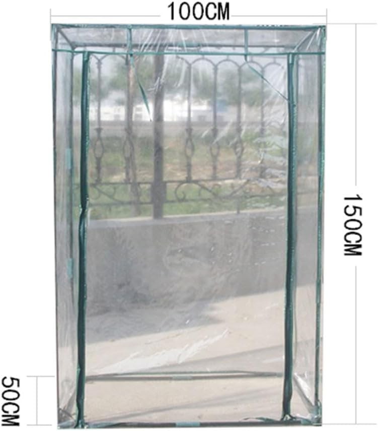 Clear PVC Greenhouse Cover with Roll-Up Door Weatherproof 150x100x50cm