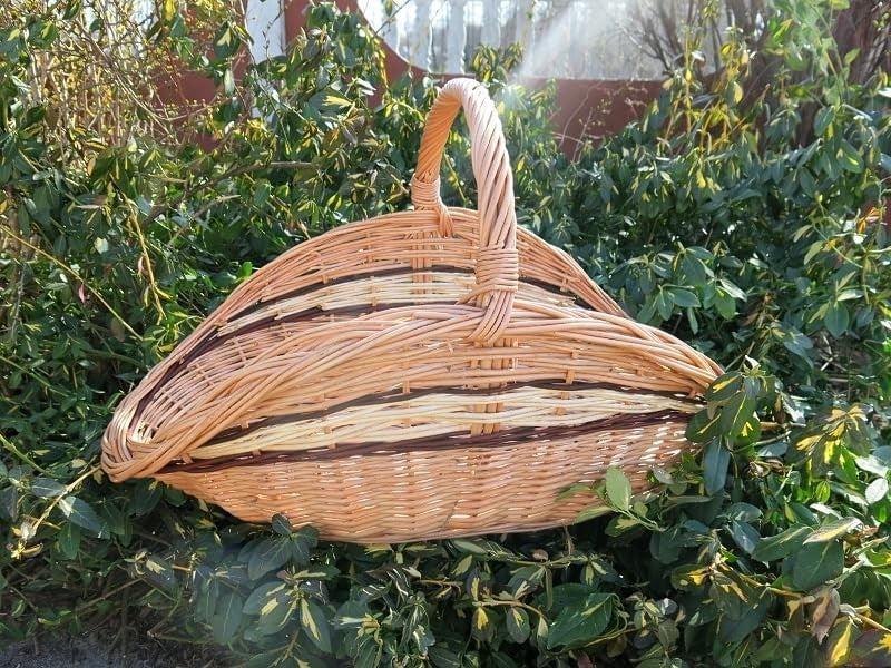 Rustic Wicker Log Basket with Handle, Durable Indoor Firewood Storage