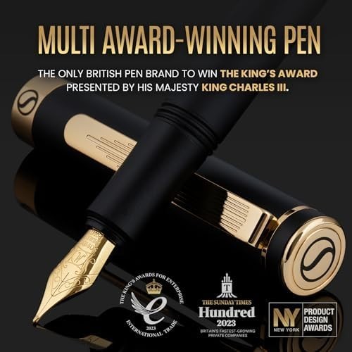 Luxury Black Gold Fountain Pen Medium Nib Gift Box