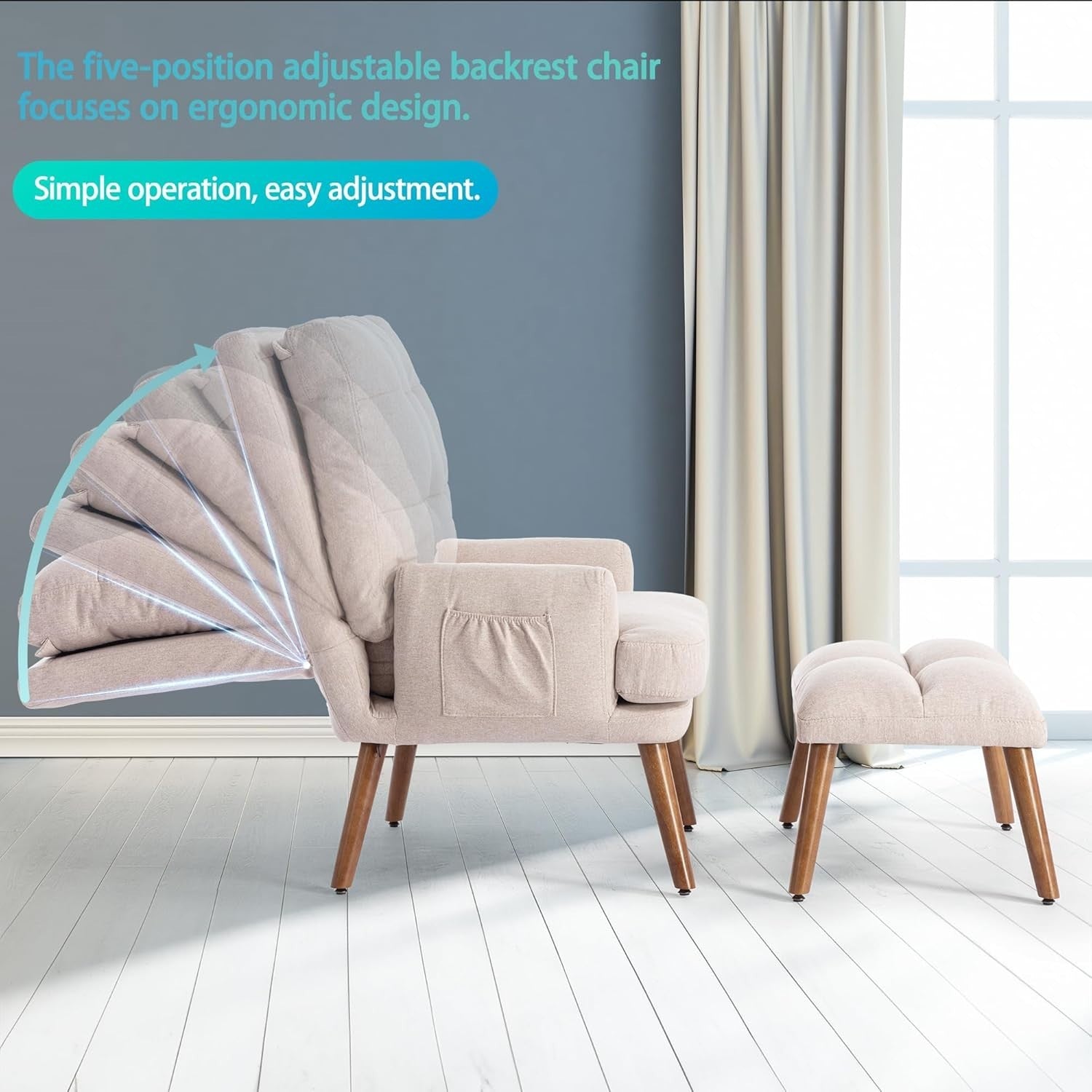 Adjustable Recliner Armchair & Footstool Set | Comfortable Foam Padding