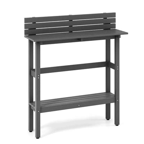 Outdoor Bar-Height Patio Counter Table 122 cm | Double-Shelf HDPE Pub Bench