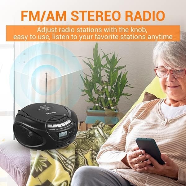 Portable CD Boombox with Bluetooth, AM/FM Radio, USB/SD & AUX