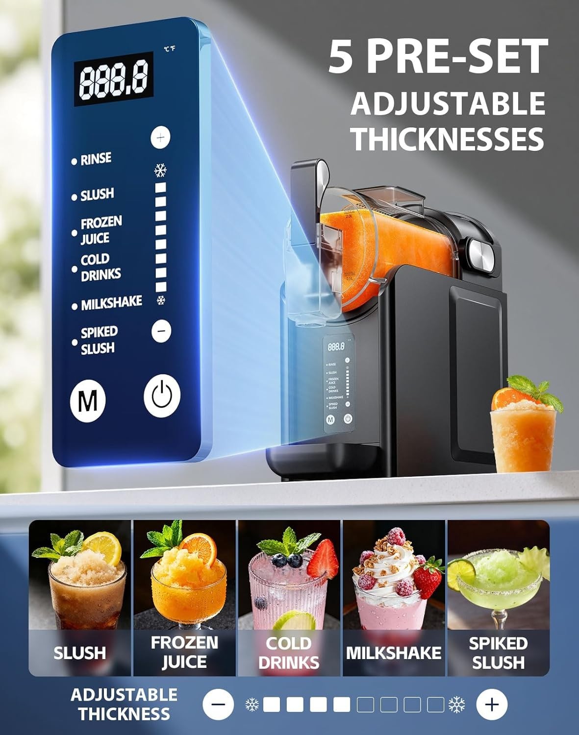 2L Slush Machine No Ice Frozen Drink Maker Touch Screen Self Cleaning