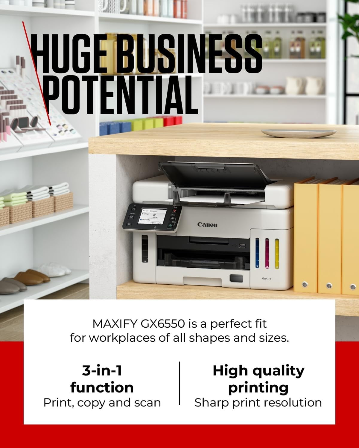 All-in-One Wireless MegaTank Printer | Duplex, ADF, Copier & Scanner, White