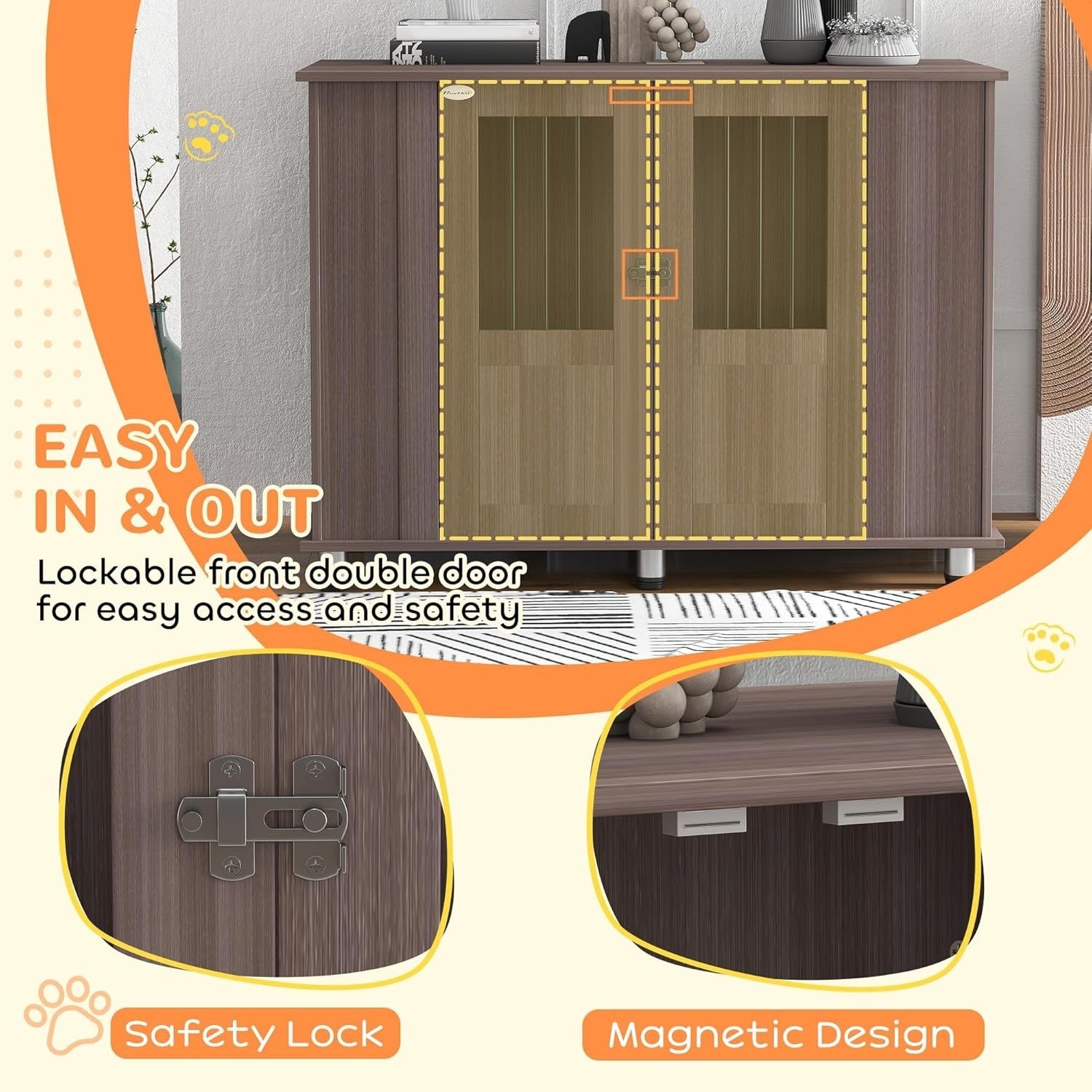 Extra Large Dog Crate Furniture Table XL Cage Indoor Kennel Wood 114x60x82cm