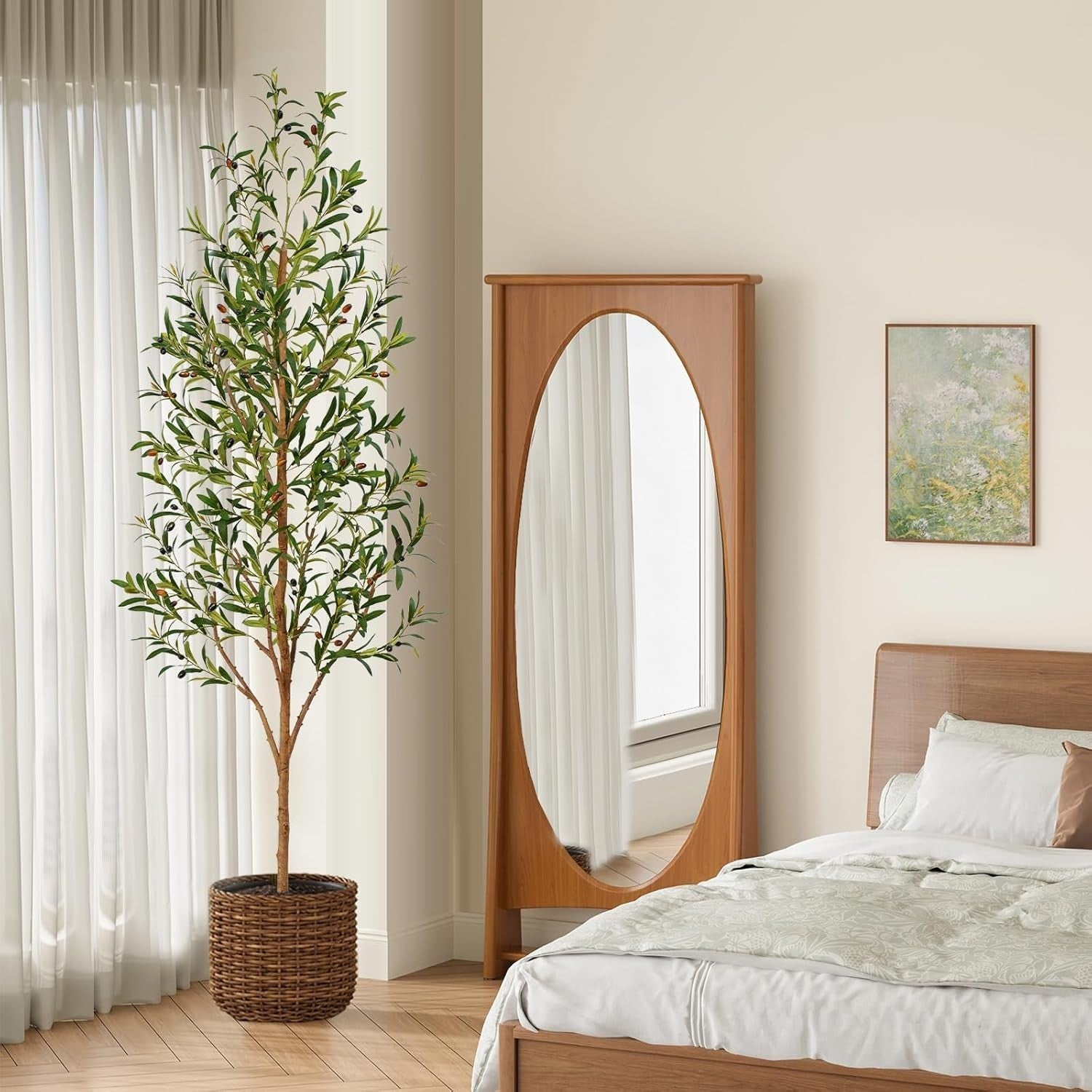 7-ft Artificial Olive Tree 210cm Potted Faux Olive Plant with Fruits Home Decor