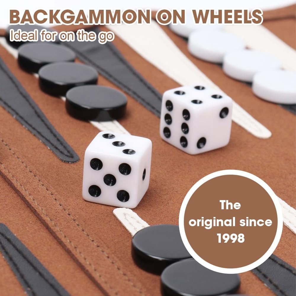 Travel Backgammon Set Roll Up Leather Board Portable 2 Player Game