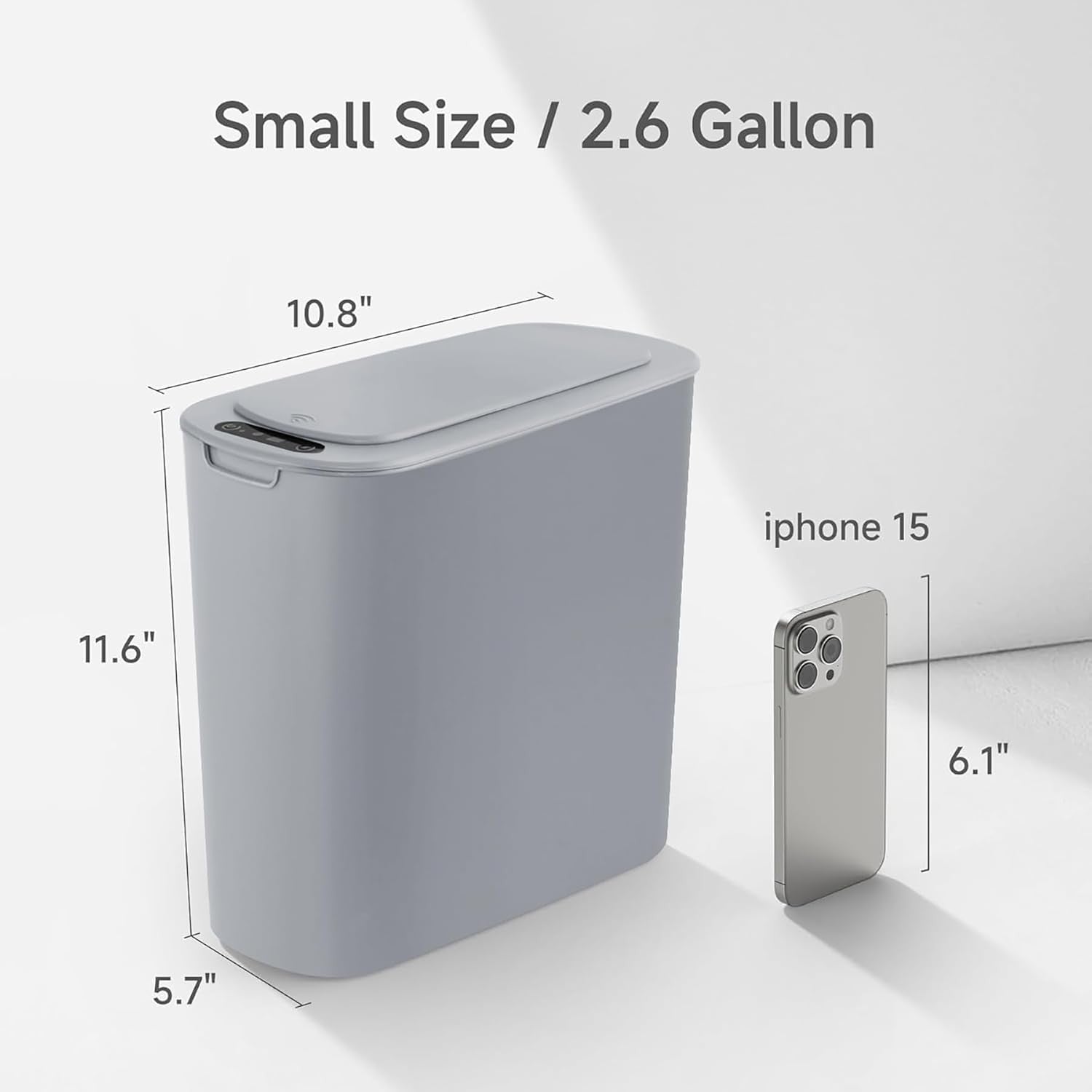 Automatic Touchless Bathroom Bin 2.6 Gallon Slim Motion Sensor Grey
