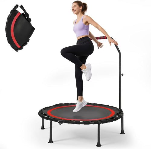 Exercise Trampoline w Handle Adjustable Height Quiet Foldable 150kg
