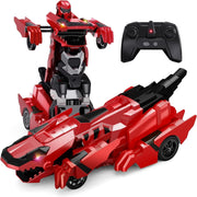 2-in-1 Dinosaur RC Car Robot Transform 360° Spin LED Remote Toy for Kids