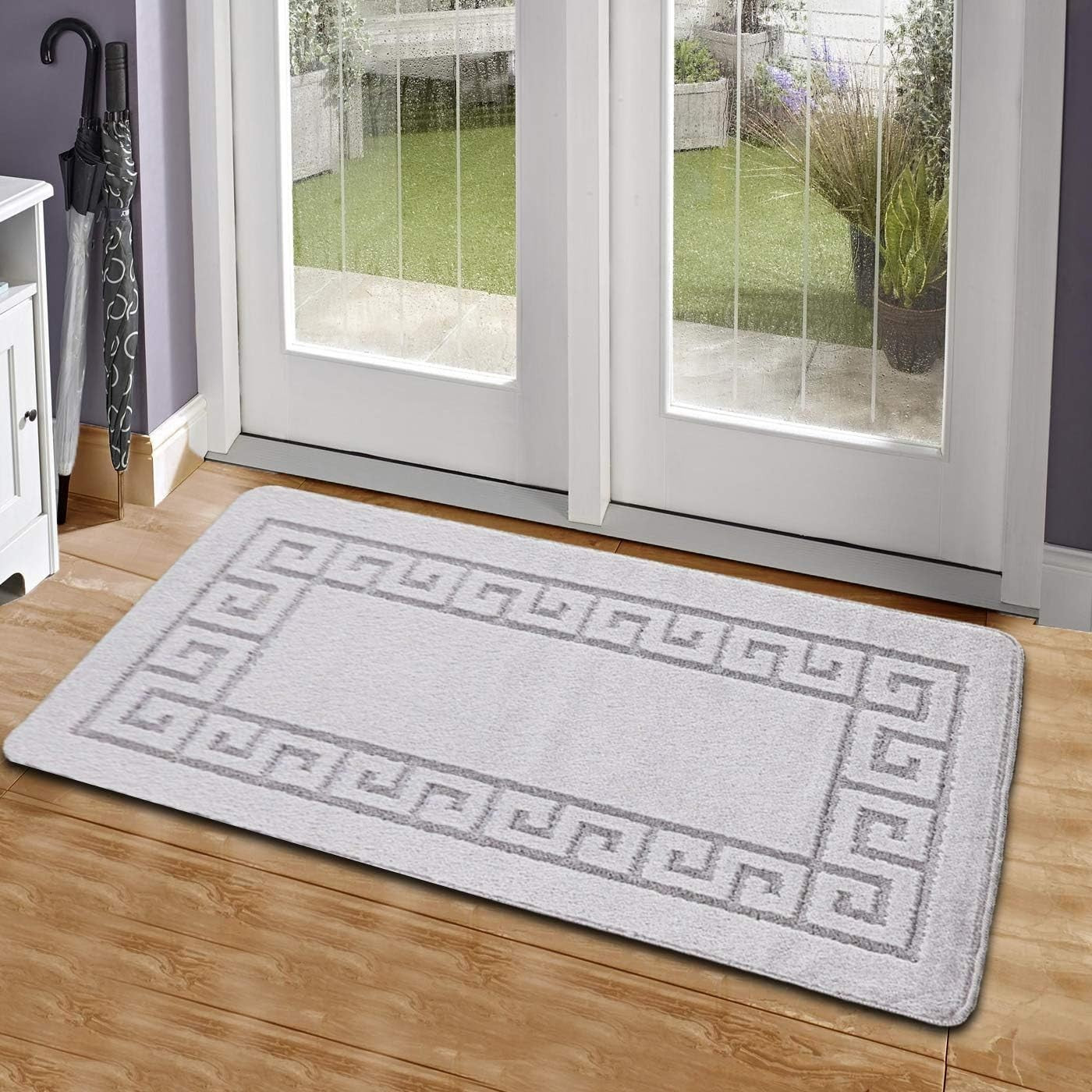 Silver Entrance Door Mat 40x60cm Waterproof Gel Back Heavy Duty Floor Rug