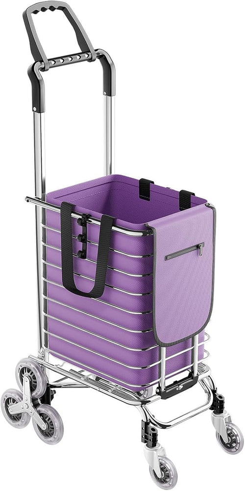 8 Wheel Folding Shopping Trolley 35L Waterproof Bag Lightweight Purple