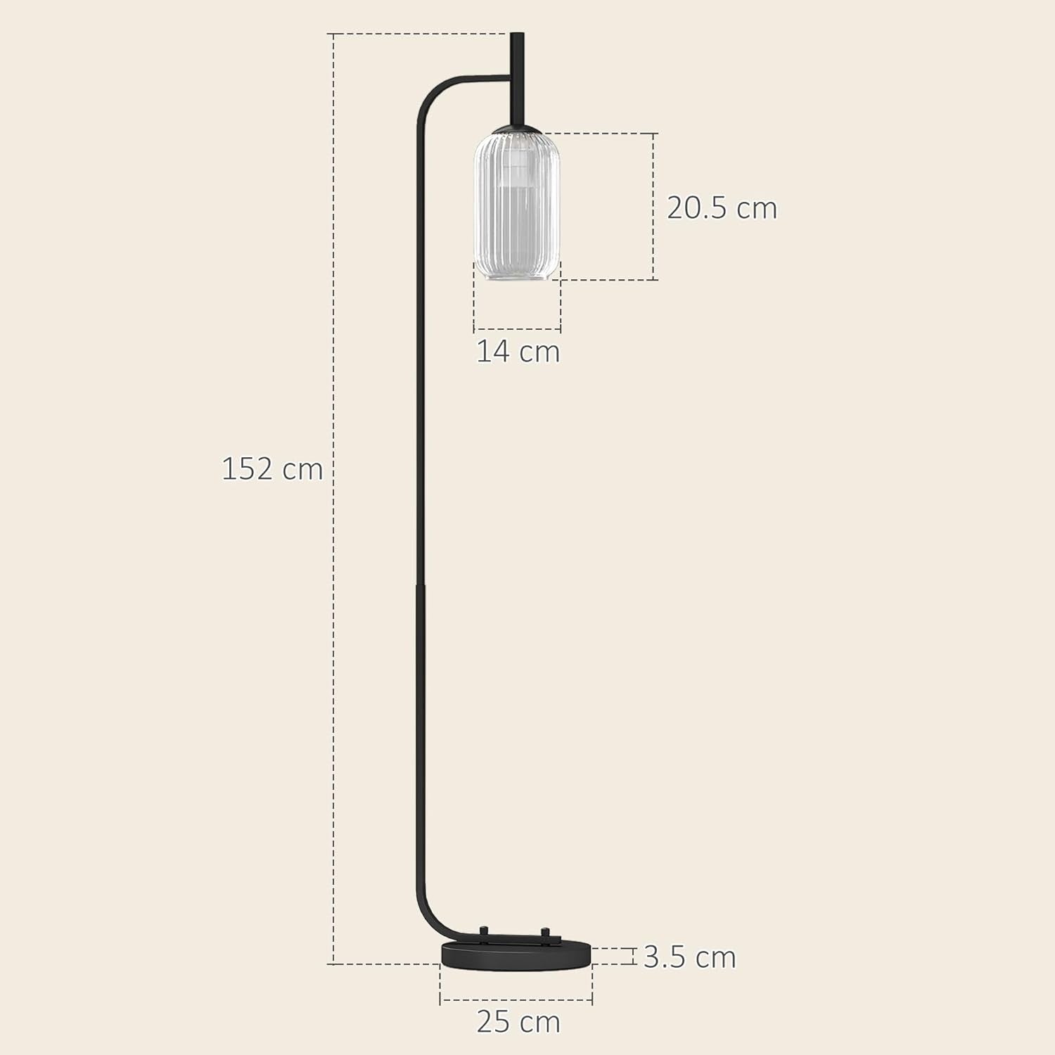 Modern Floor Lamp Glass Shade Standing Light Foot Switch Living Room Bedroom