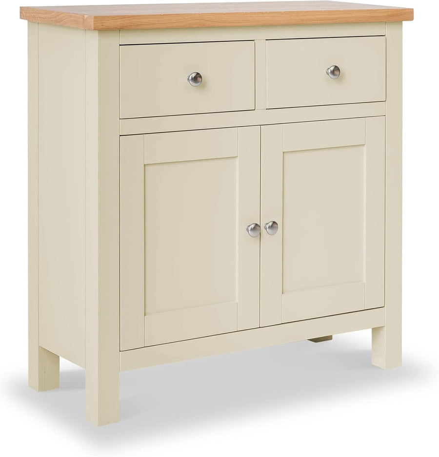 Cream Wood Sideboard Cabinet 2 Door 2 Drawer Oak Top Hall Storage Unit