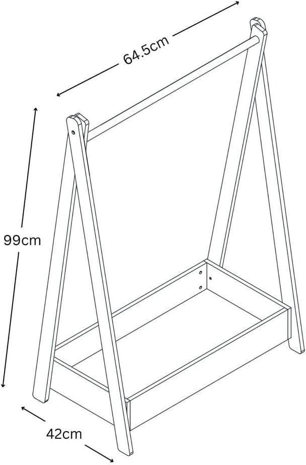 Kids Wooden Dress Up Clothes Rail with Shelf – White