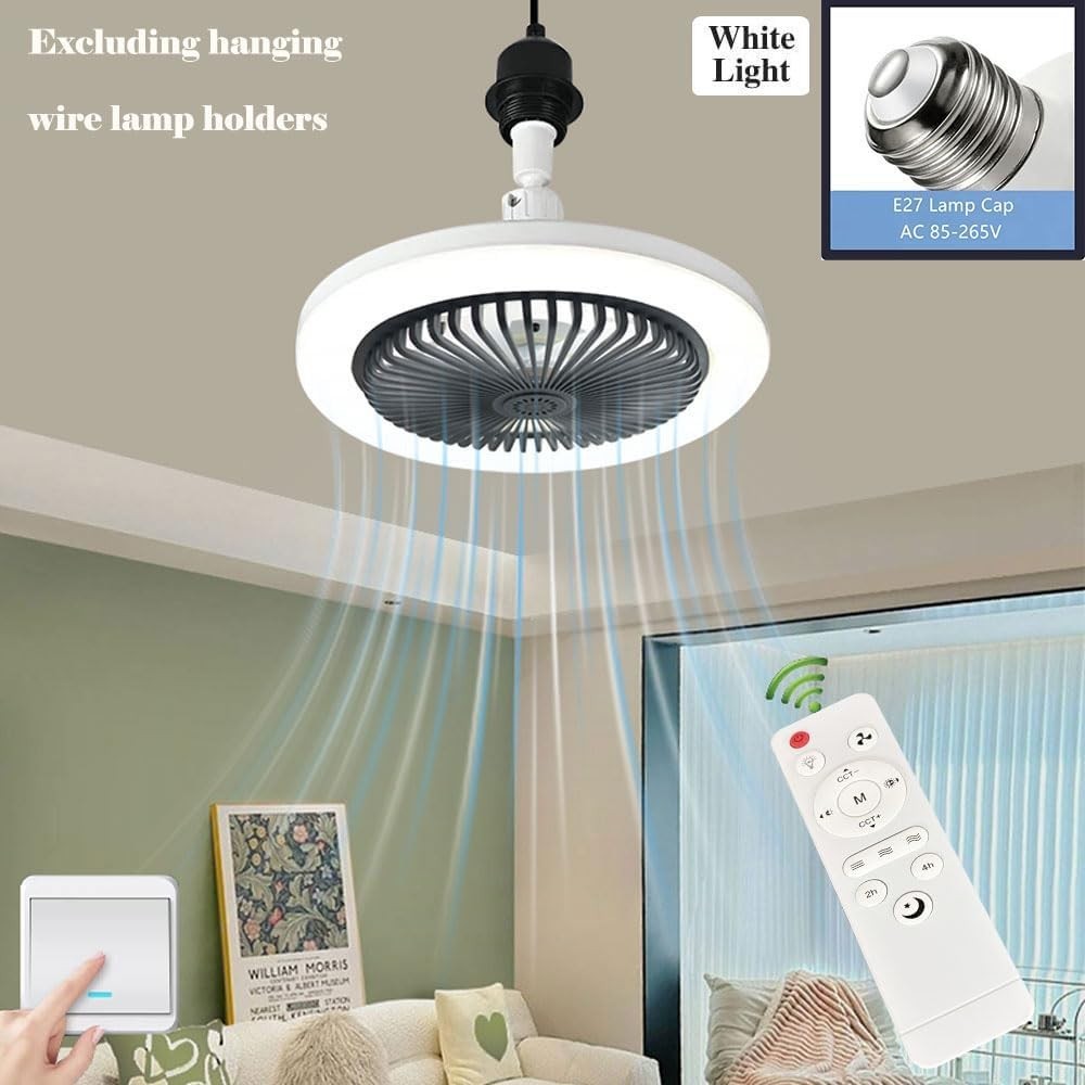 2-in-1 LED Ceiling Fan, 3 Speeds, 3 Colors, Dimmable, Remote