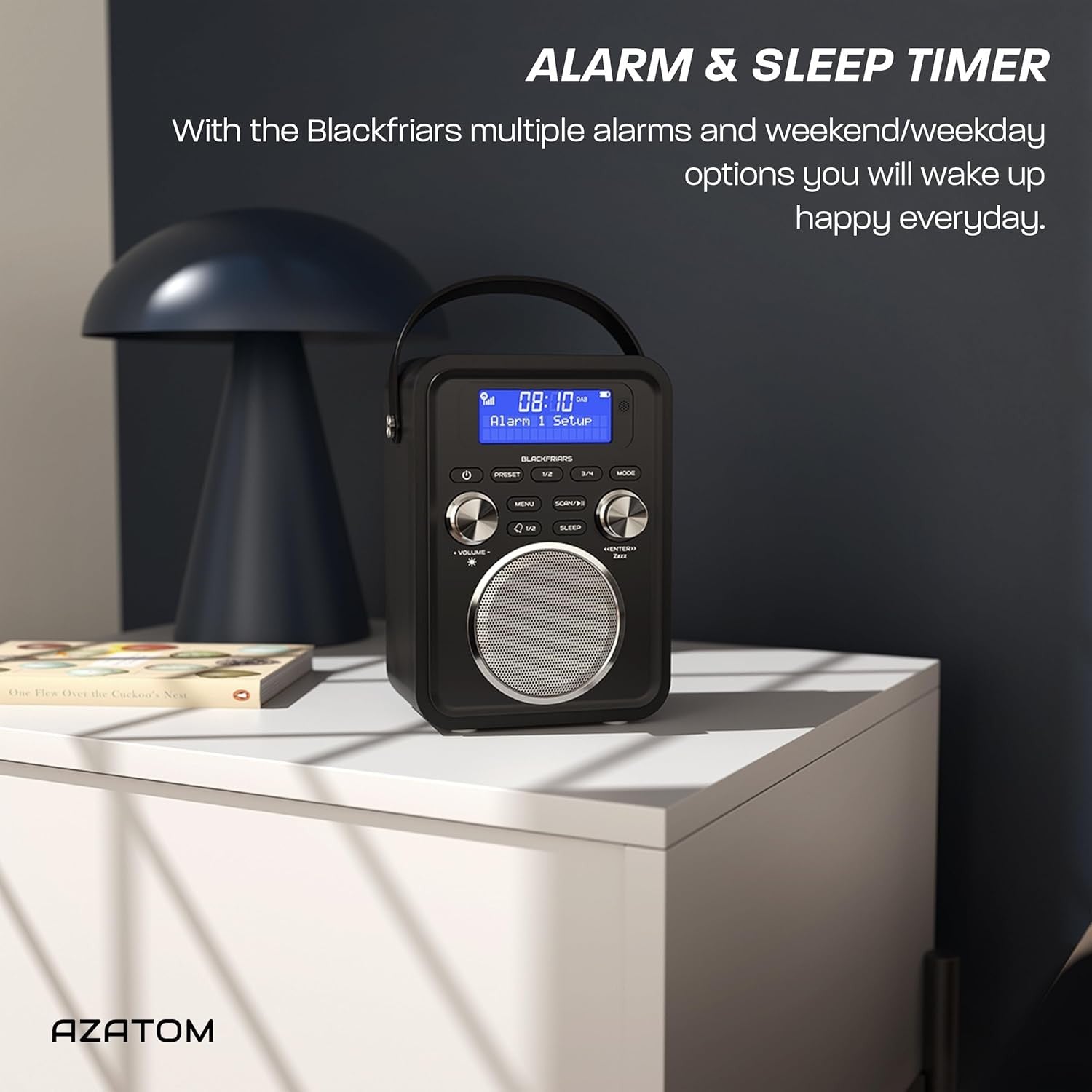 Carbon Black Portable DAB DAB+ FM Digital Radio Bluetooth Rechargeable Alarm