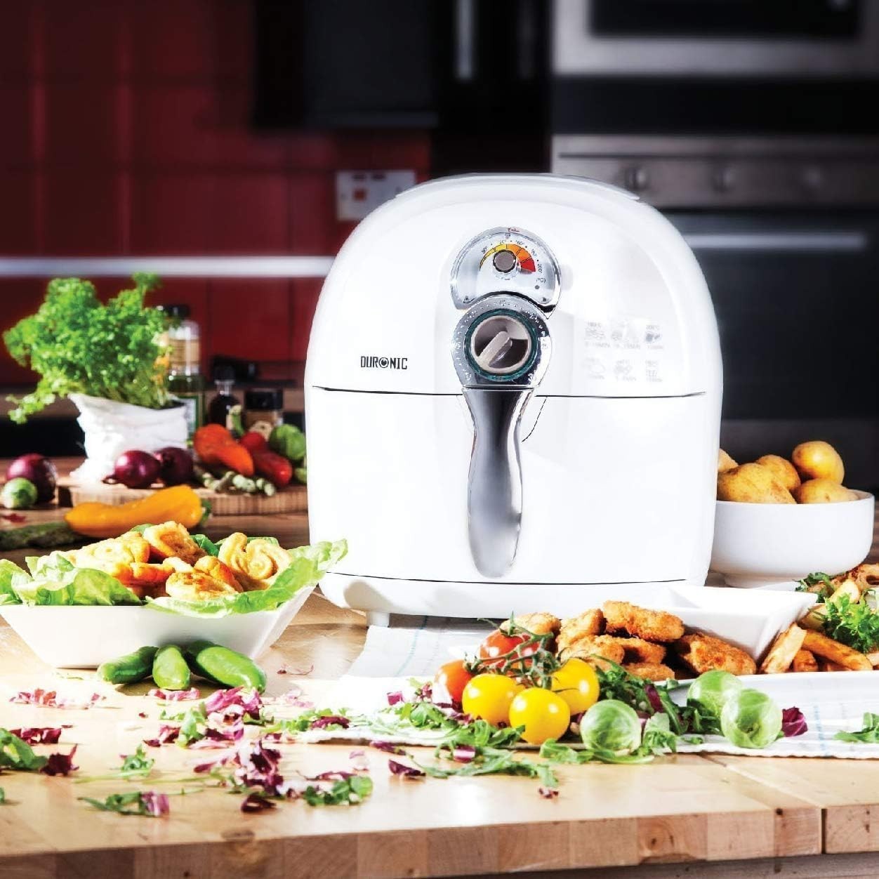 Air Fryer 4.5L Drawer 1500W Oil Free Mini Oven Timer Temp 80-200C White