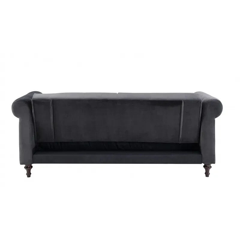 Dark Grey Velvet Chesterfield 3 Seater Sofa Bed Click Clack