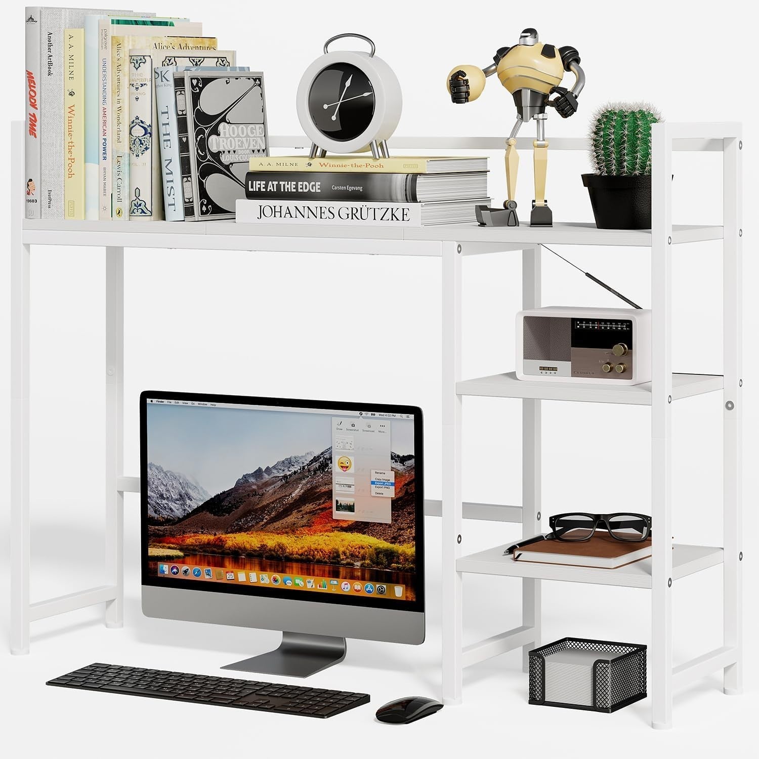 38.6" Desk Hutch Desktop Shelf 3-Tier Organizer Rack Monitor Storage Black