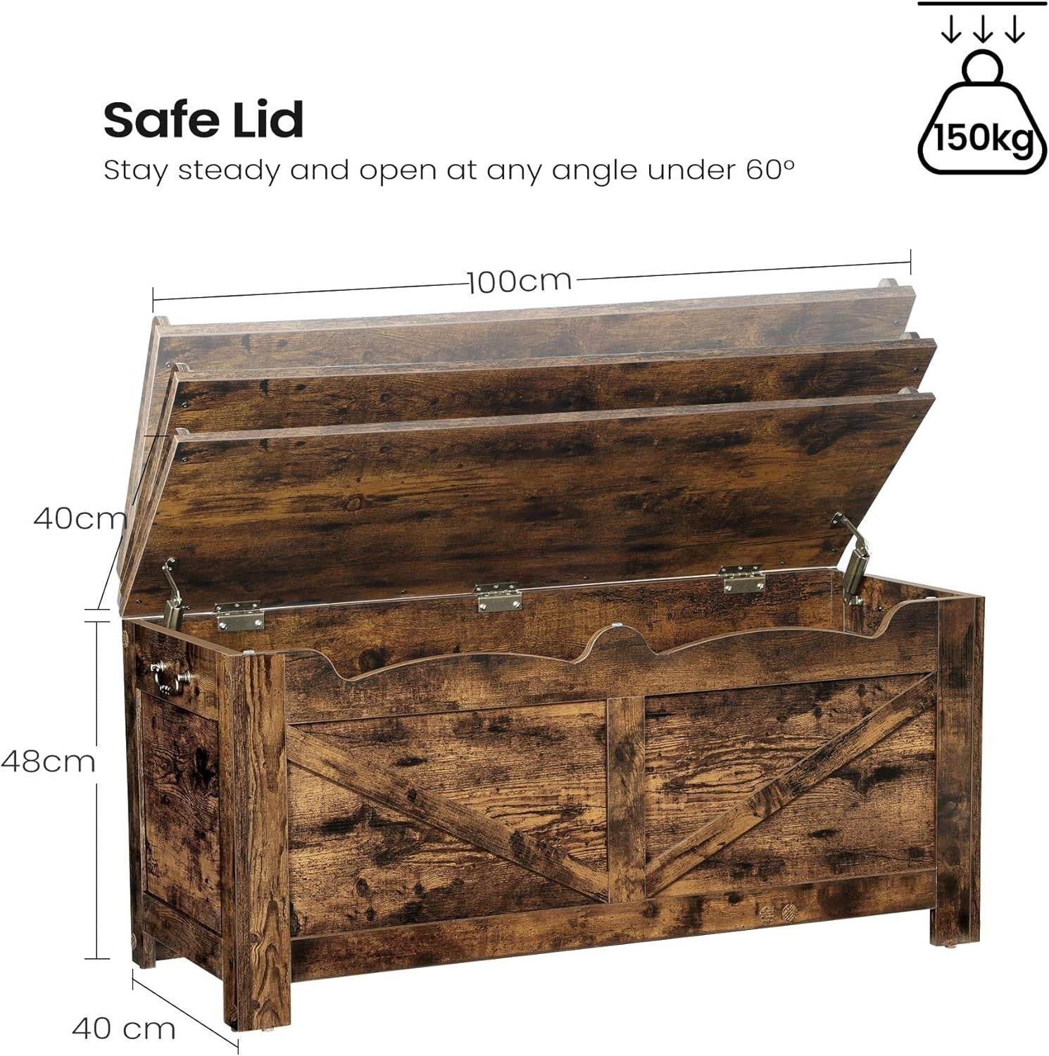 Rustic Brown Storage Bench with Lift-Top, Extra Large Shoe & Organizer Chest