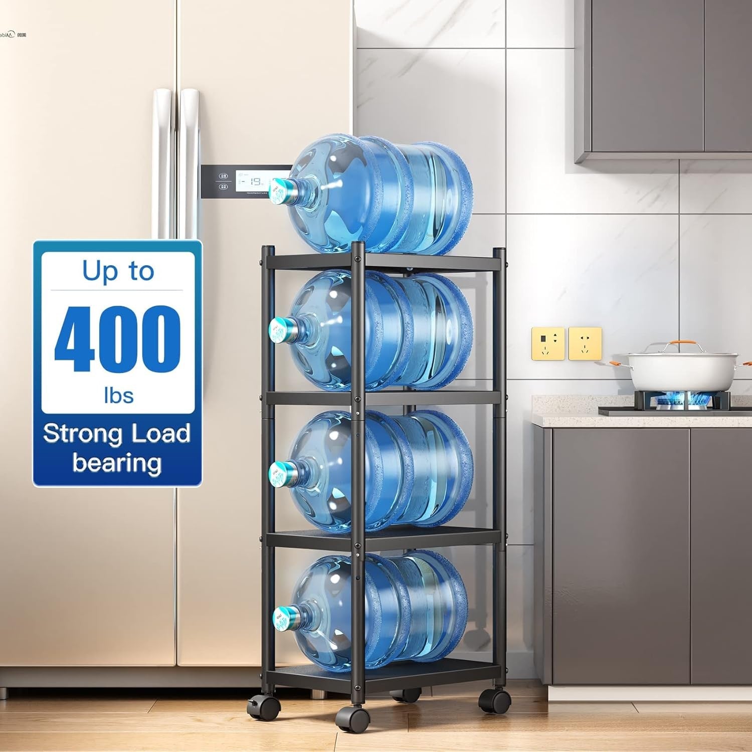 4 Tier Metal Storage Trolley on Wheels Narrow Shelving Unit Heavy Duty Rack