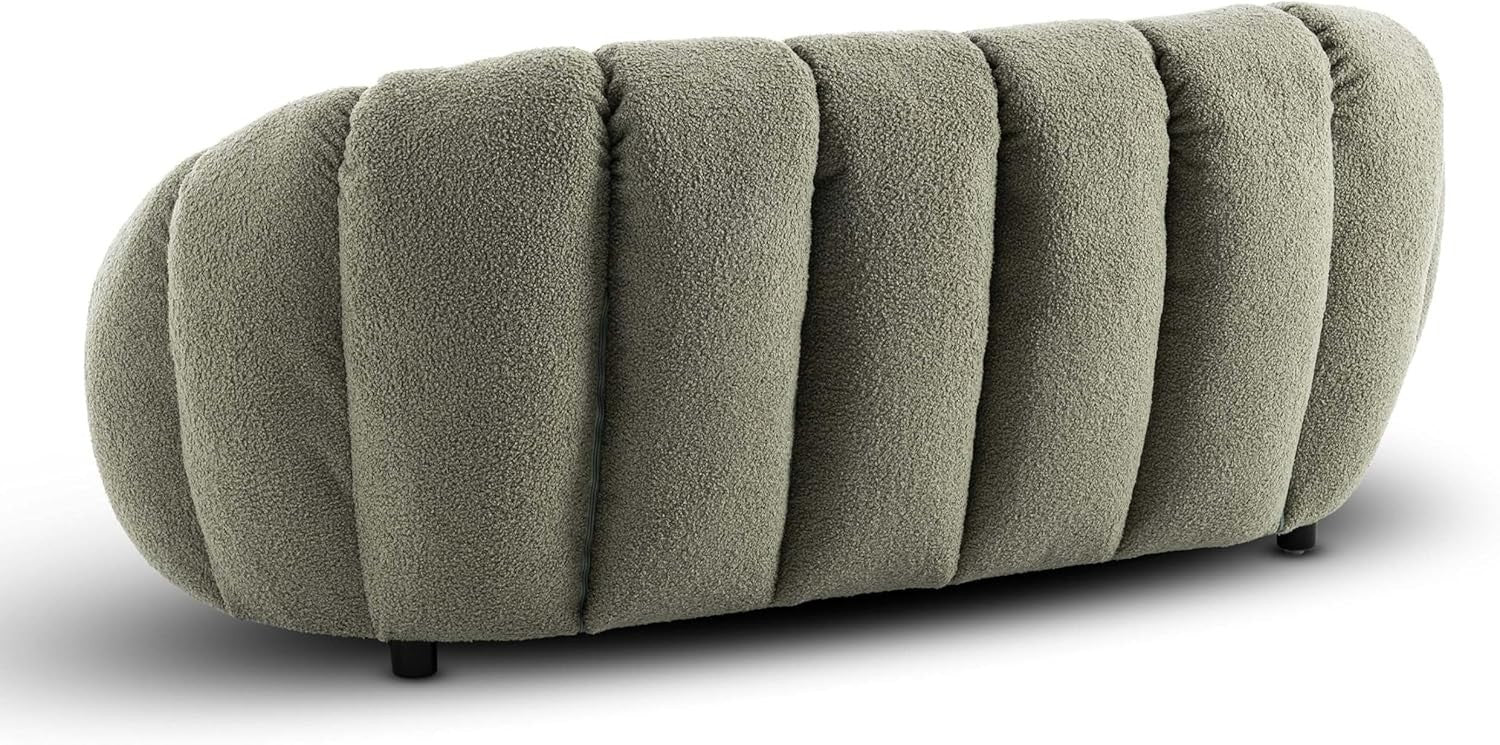 Sage Green Boucle 2 Seater Sofa Modern Teddy Tufted Loveseat Fluffy Couch