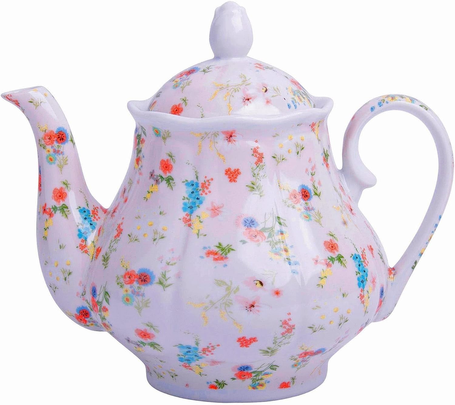 Vintage Porcelain Teapot 37oz Floral Tea Pot European Style Camille Rose