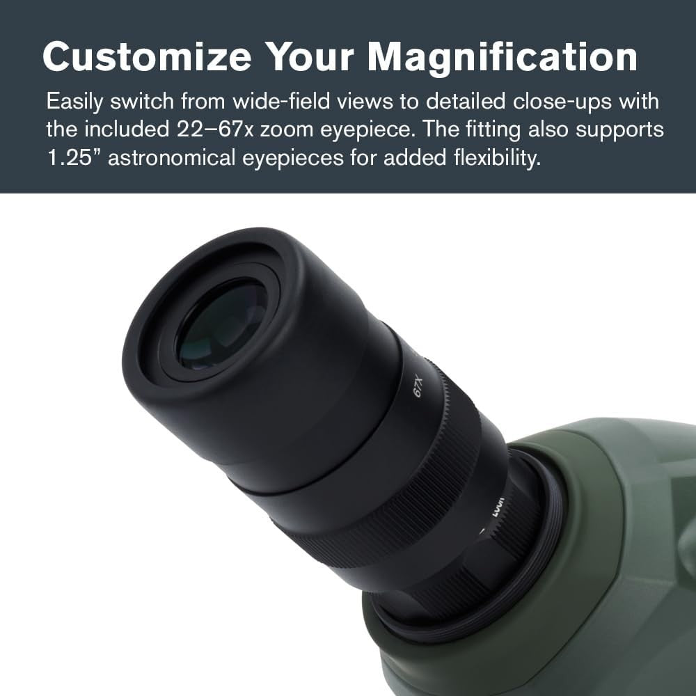 22-67x100 ED Spotting Scope Angled Zoom Waterproof HD Optics Birdwatching