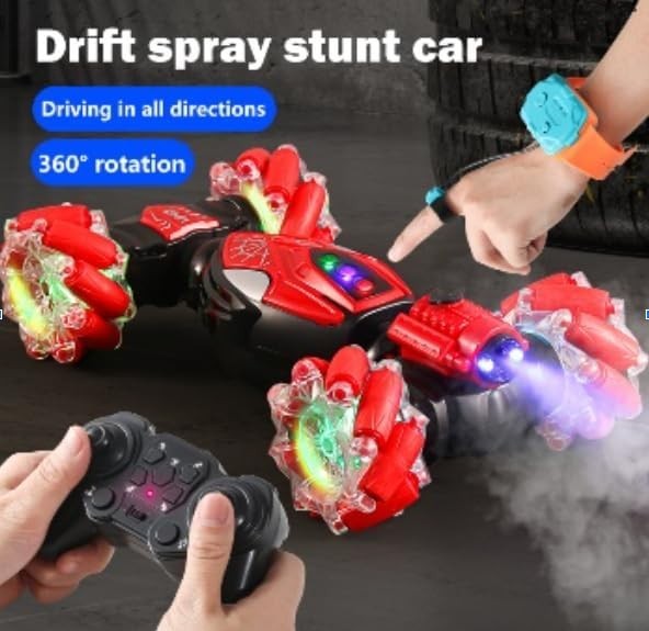 RC Drift Stunt Car w/ LED Lights & Spray Effects, 360° Rotation Remote Control