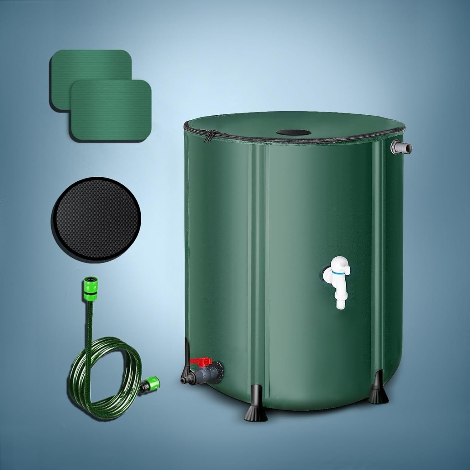 Large Collapsible Garden Water Butt Rainwater Barrel 200L Portable Tank White