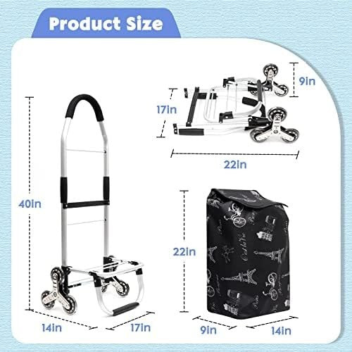 6-Wheel Folding Stair Climber Trolley Cart – 45L Heavy Duty Grocery Utility